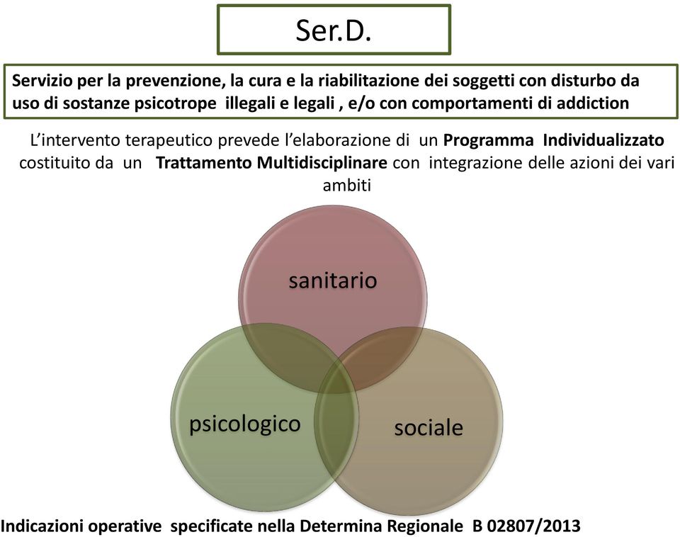 Servizio per la prevenzione, la cura e la riabilitazione dei soggetti con disturbo da uso di sostanze psicotrope