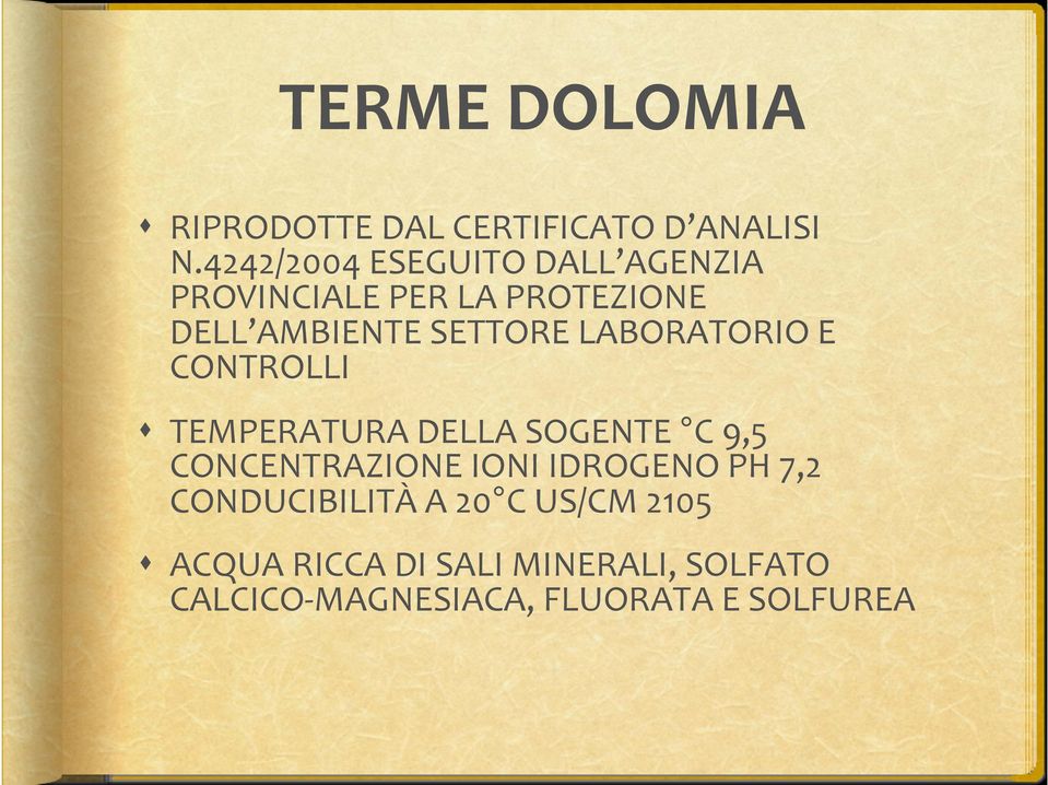 SETTORE LABORATORIO E CONTROLLI TEMPERATURA DELLA SOGENTE C 9,5 CONCENTRAZIONE