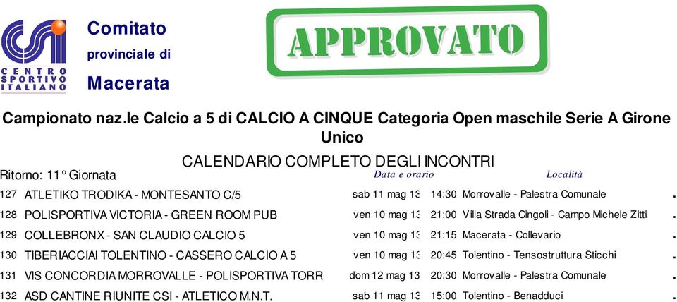 129 COLLEBRONX - SAN CLAUDIO CALCIO 5 ven 10 mag 13 21:15 - Collevario.