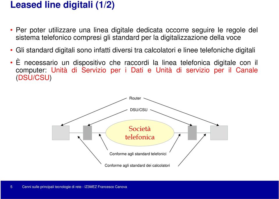 raccordi la linea telefonica digitale con il computer: Unità di Servizio per i Dati e Unità di servizio per il Canale (DSU/CSU) Router DSU/CSU Società