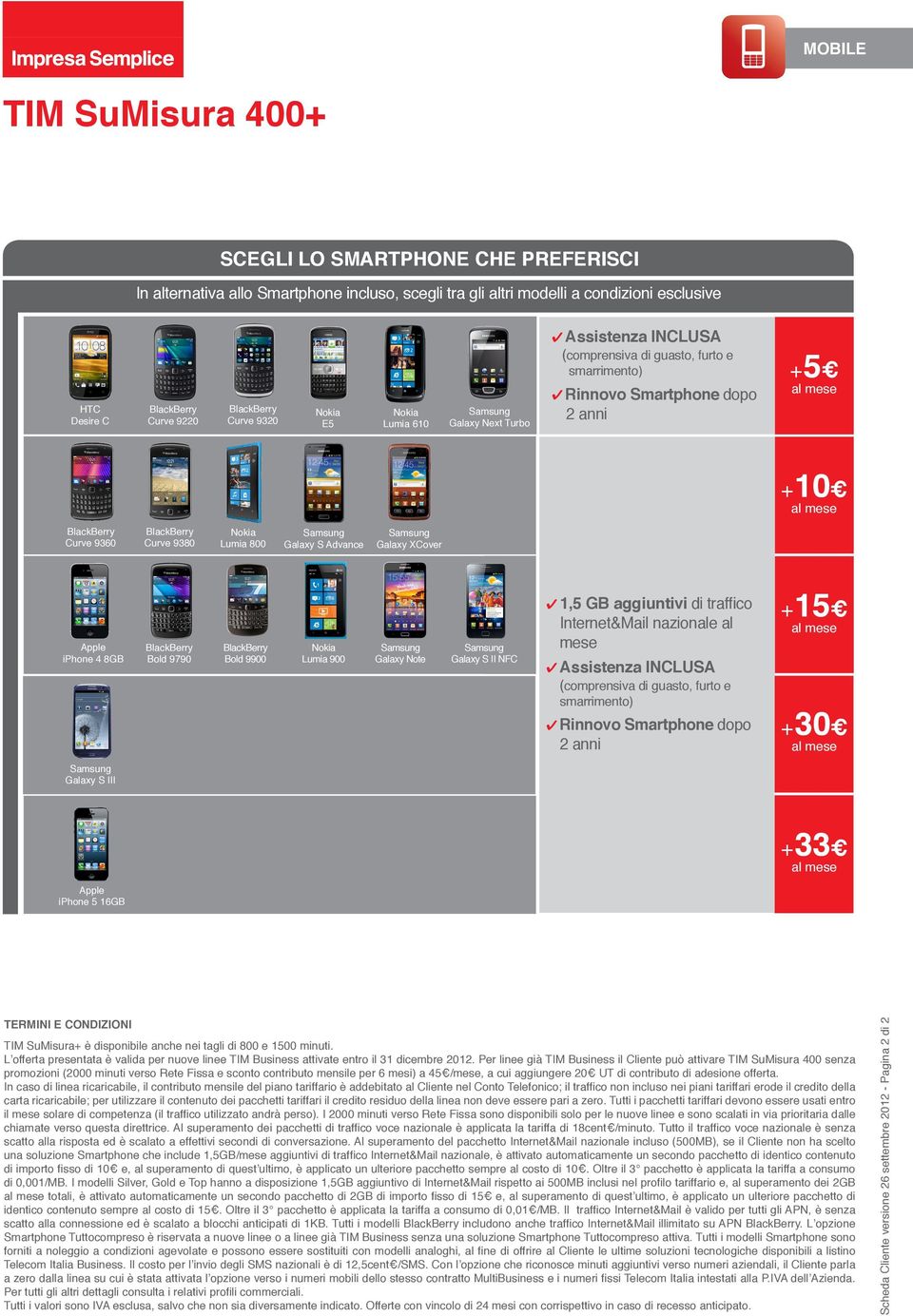 Smartphone 5 10 1,5 GB aggiuntivi Assistenza