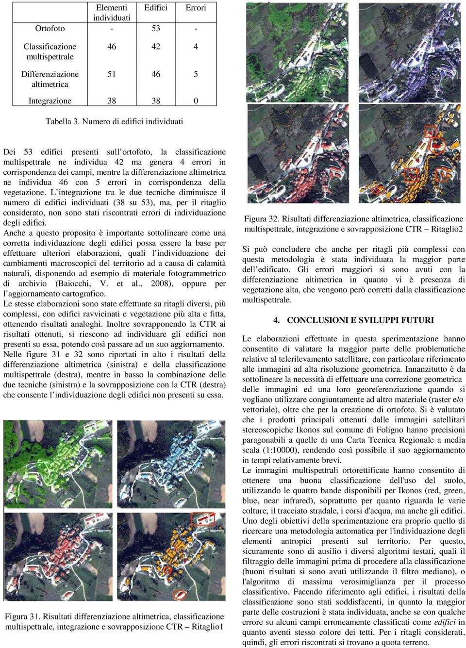 altimetrica ne individua 46 con 5 errori in corrispondenza della vegetazione.