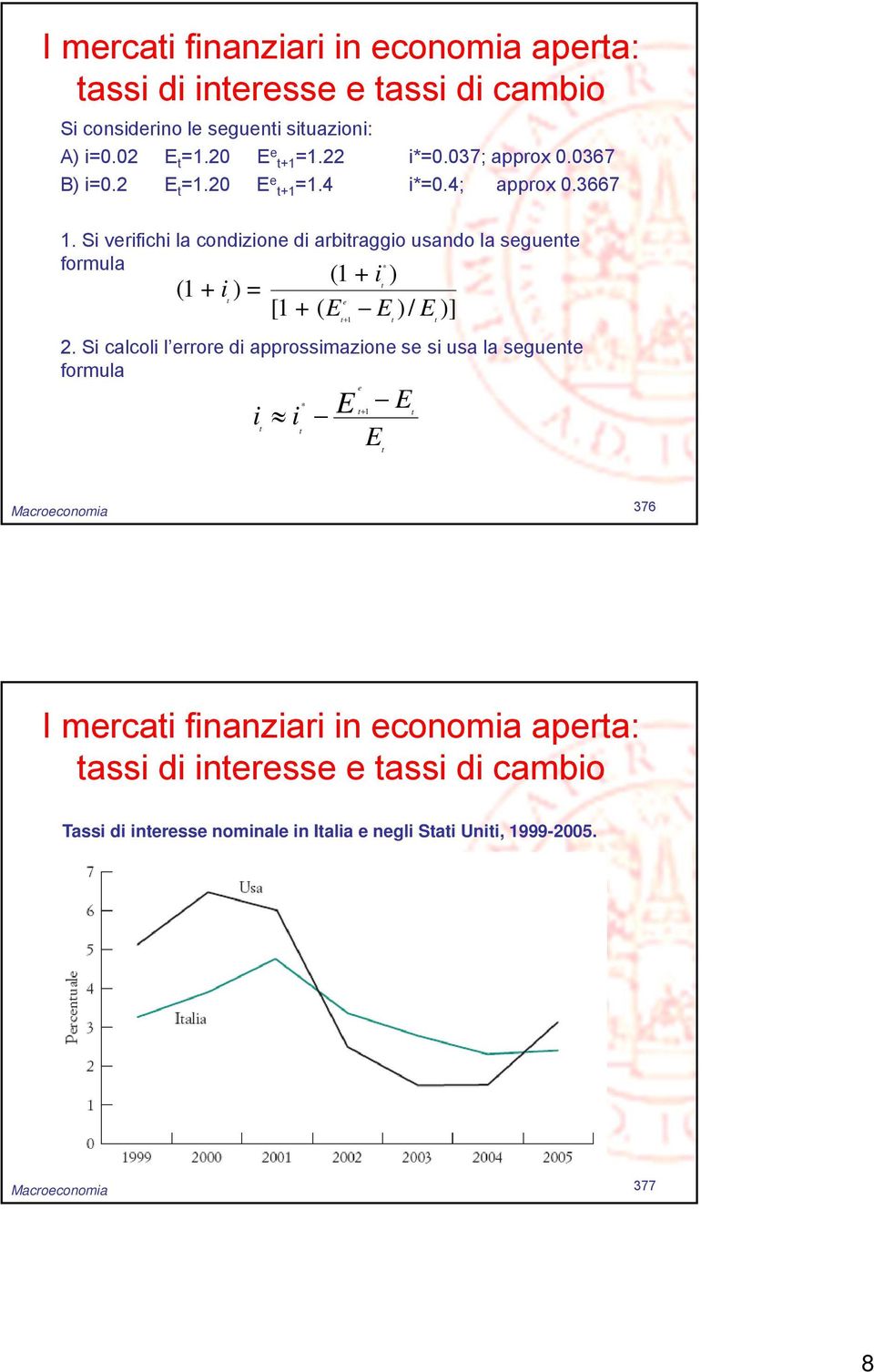 Si vrifichi la condizion di arbiraggio usando la sgun formula * ( 1 + i ) ( 1 + i ) = [ 1 + ( E E)/ E)] 1 2.