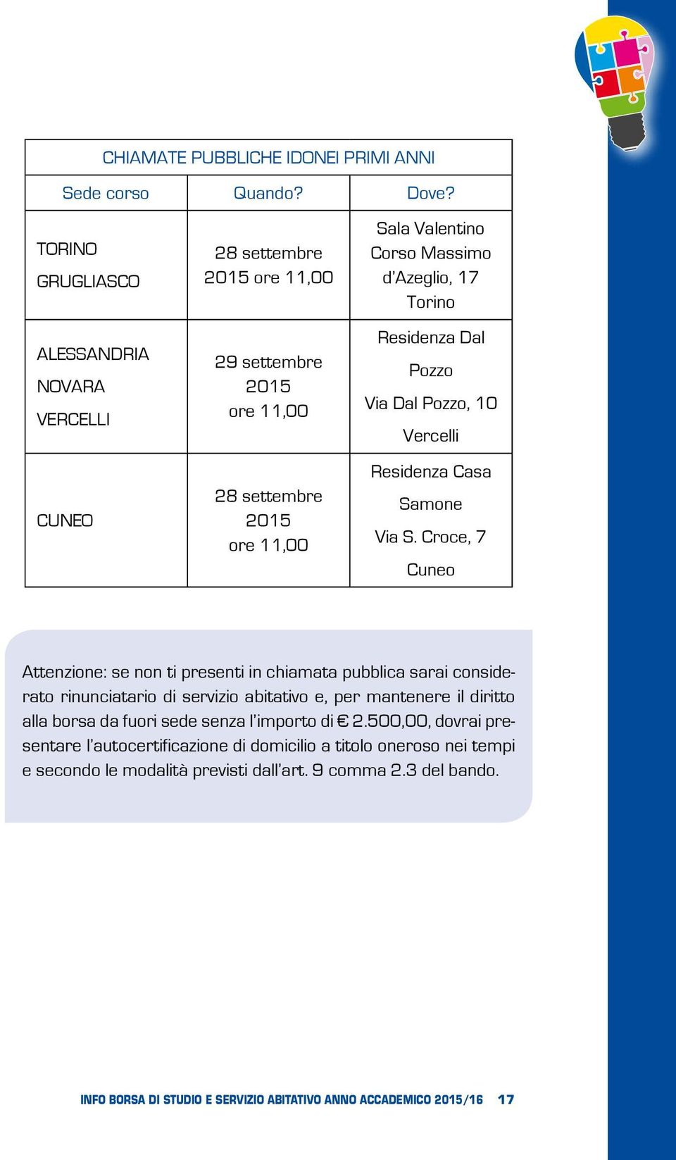 Torino Residenza Dal Pozzo Via Dal Pozzo, 10 Vercelli Residenza Casa Samone Via S.