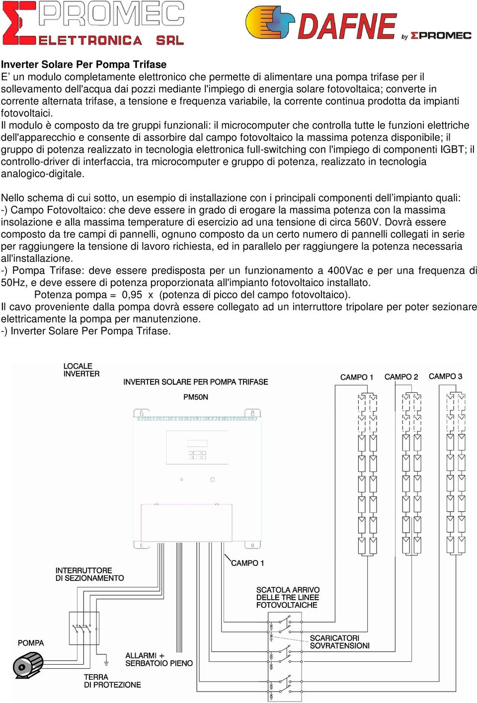 Il modulo è composto da tre gruppi funzionali: il microcomputer che controlla tutte le funzioni elettriche dell'apparecchio e consente di assorbire dal campo fotovoltaico la massima potenza