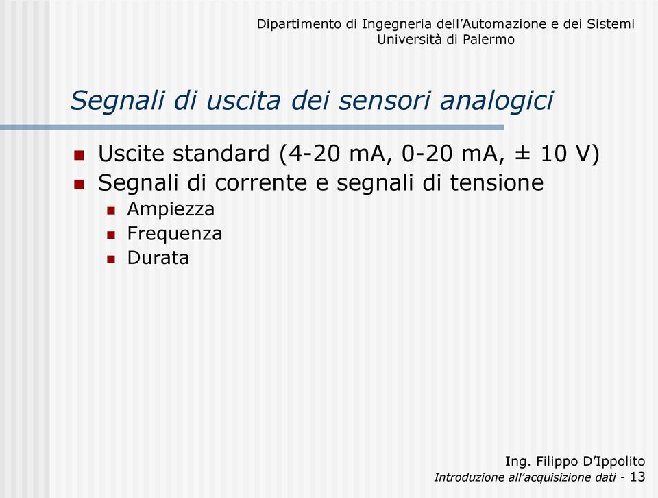 corrente e segnali di tensione Ampiezza