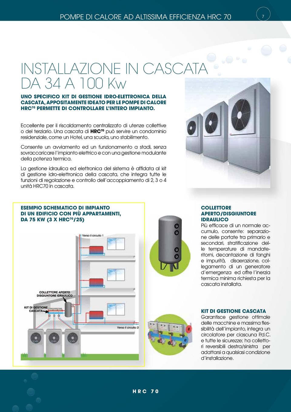 Una cascata di HRC 70 può servire un condominio residenziale, come un Hotel, una scuola, uno stabilimento.