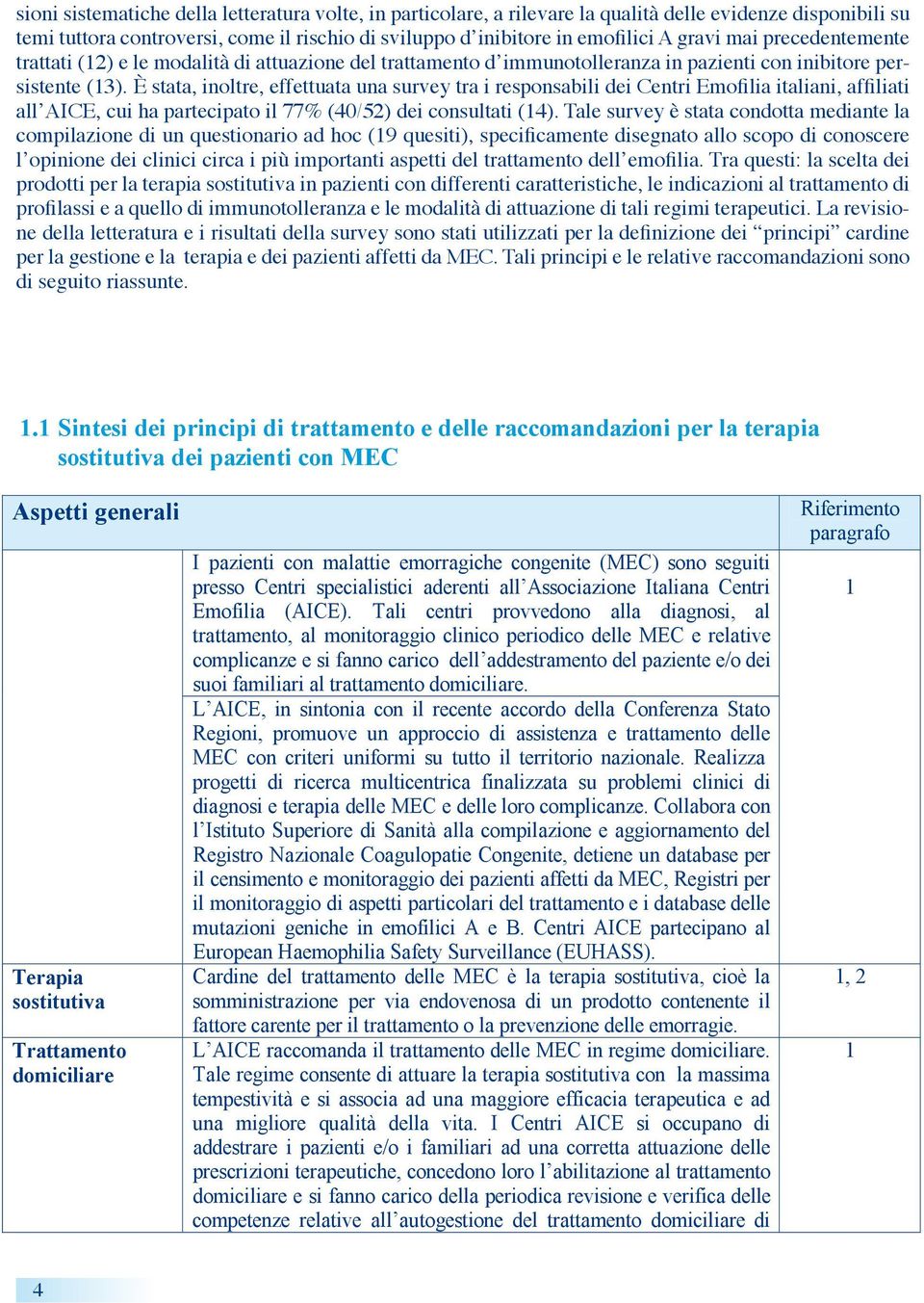 È stata, inoltre, effettuata una survey tra i responsabili dei Centri Emofilia italiani, affiliati all AICE, cui ha partecipato il 77% (40/52) dei consultati (14).