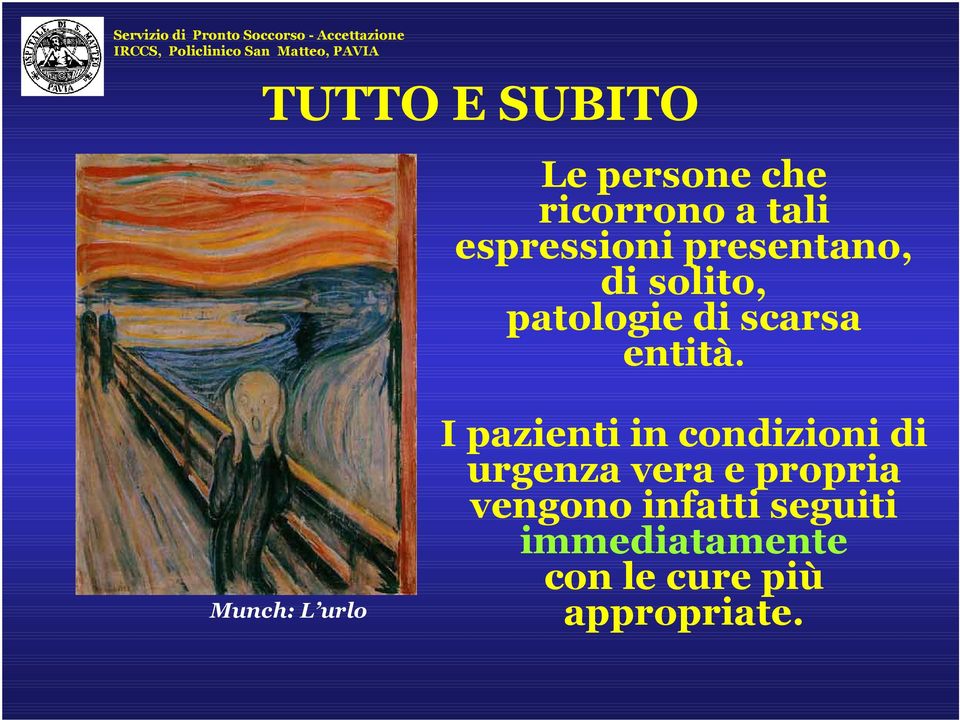 Munch: L urlo I pazienti in condizioni di urgenza vera e