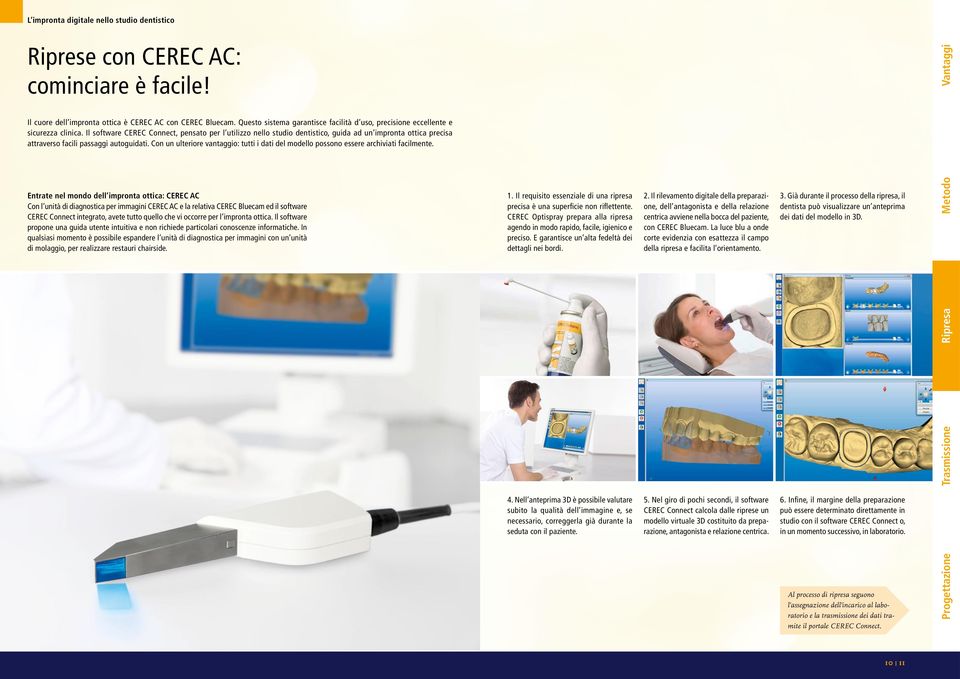 Il software CEREC Connect, pensato per l utilizzo nello studio dentistico, guida ad un impronta ottica precisa attraverso facili passaggi autoguidati.