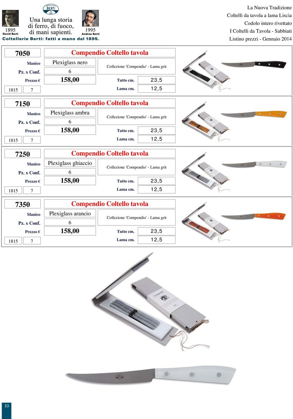 ambra Collezione 'Compendio' - Lama grit 6 58, Compendio Coltello tavola 23,5 2,5 Plexiglass ghiaccio Collezione 'Compendio' - Lama