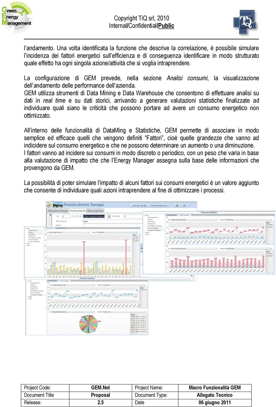 effetto ha ogni singola azione/attività che si voglia intraprendere. La configurazione di GEM prevede, nella sezione Analisi consumi, la visualizzazione dell andamento delle performance dell azienda.