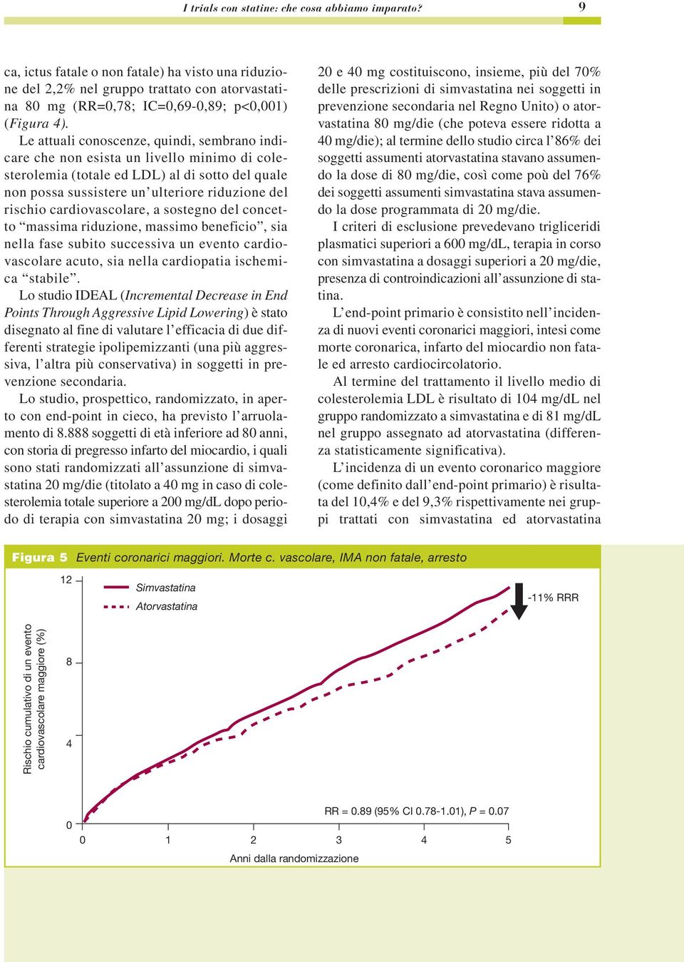 cardiovascolare, a sostegno del concetto massima riduzione, massimo beneficio, sia nella fase subito successiva un evento cardiovascolare acuto, sia nella cardiopatia ischemica stabile.