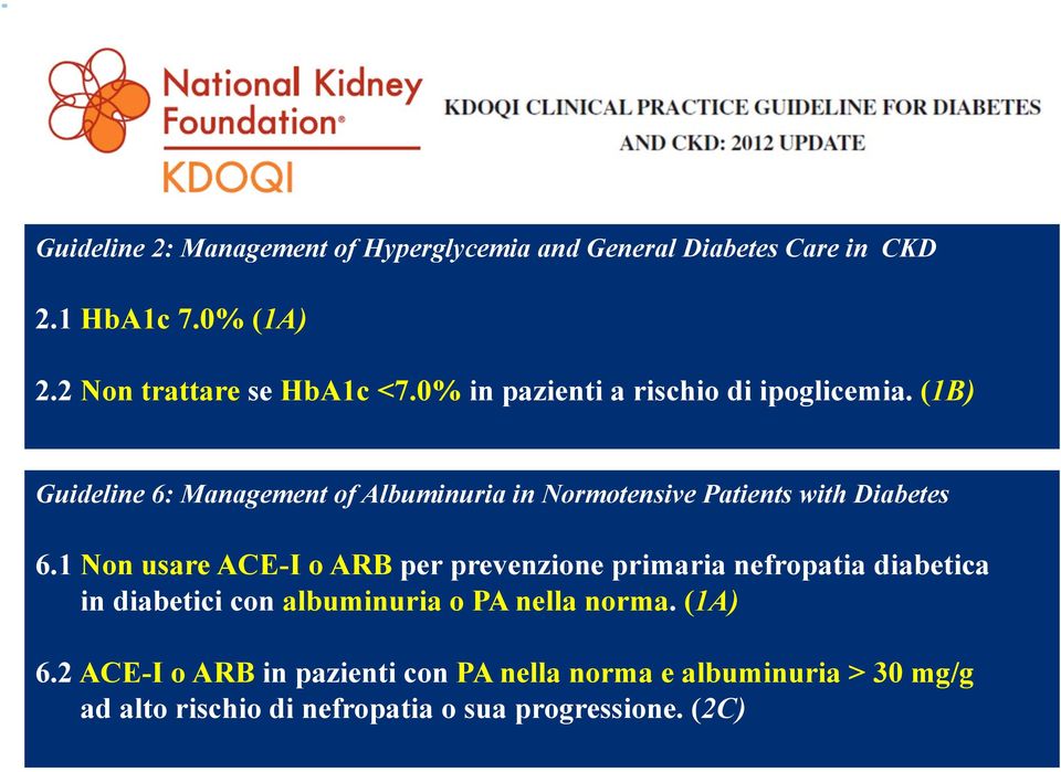 (1B) Guideline 6: Management of Albuminuria in Normotensive Patients with Diabetes 6.