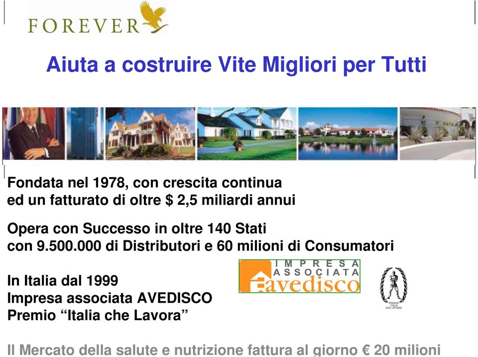 000 di Distributori e 60 milioni di Consumatori In Italia dal 1999 Impresa associata