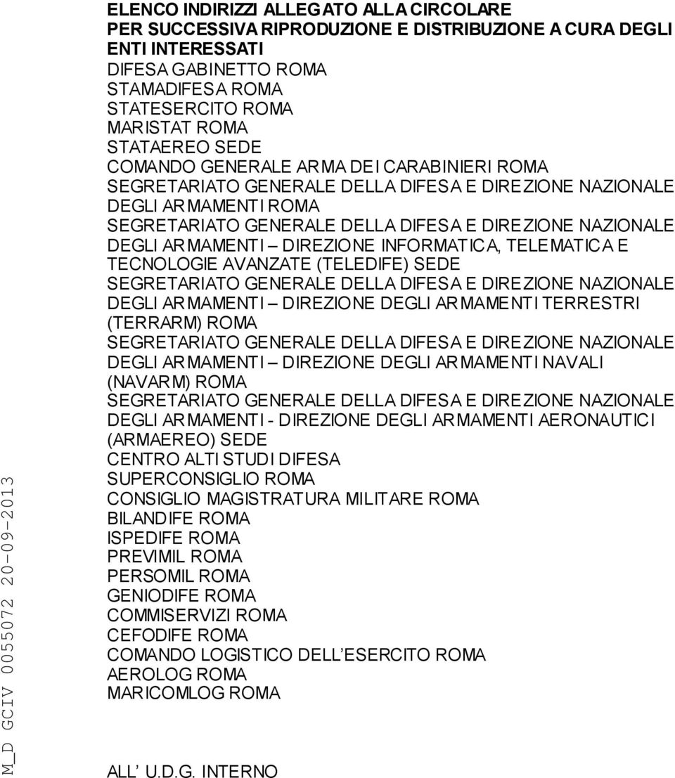 TERRESTRI (TERRARM) ROMA DEGLI ARMAMENTI DIREZIONE DEGLI ARMAMENTI NAVALI (NAVARM) ROMA DEGLI ARMAMENTI - DIREZIONE DEGLI ARMAMENTI AERONAUTICI (ARMAEREO) SEDE CENTRO ALTI STUDI DIFESA SUPERCONSIGLIO