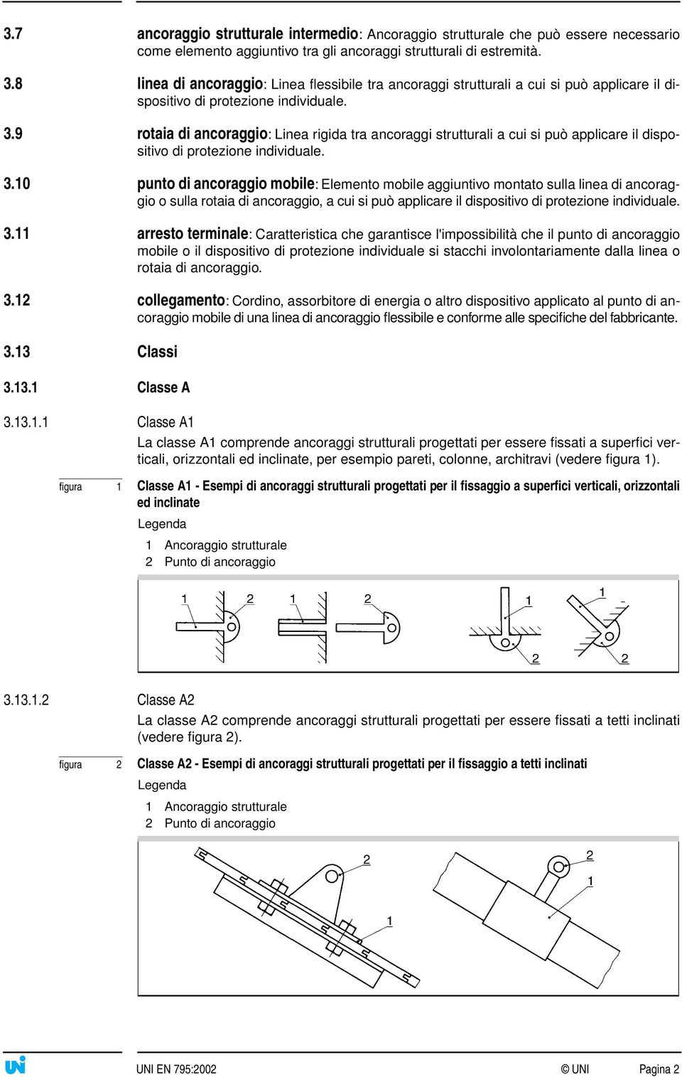 9 rotaia di ancoraggio: Linea rigida tra ancoraggi strutturali a cui si può applicare il dispositivo di protezione individuale. 3.