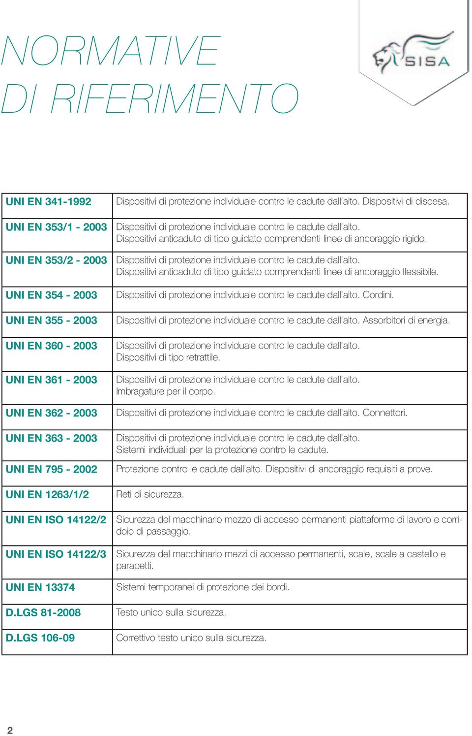 Dispositivi di protezione individuale contro le cadute dall alto. Dispositivi anticaduto di tipo guidato comprendenti linee di ancoraggio flessibile.