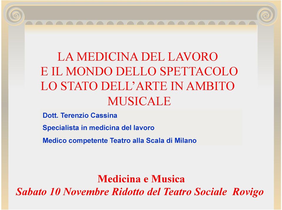 Terenzio Cassina Specialista in medicina del lavoro Medico