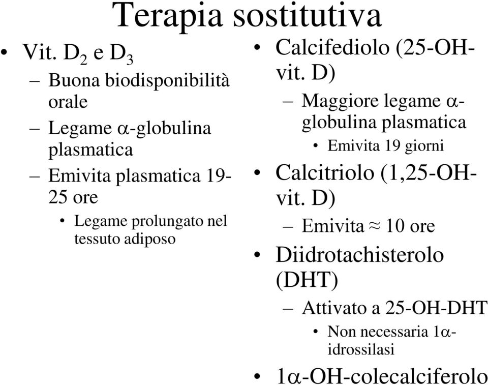 Legame prolungato nel tessuto adiposo Calcifediolo (25-OHvit.