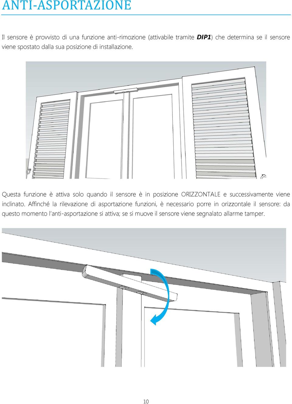 Questa funzione è attiva solo quando il sensore è in posizione ORIZZONTALE e successivamente viene inclinato.