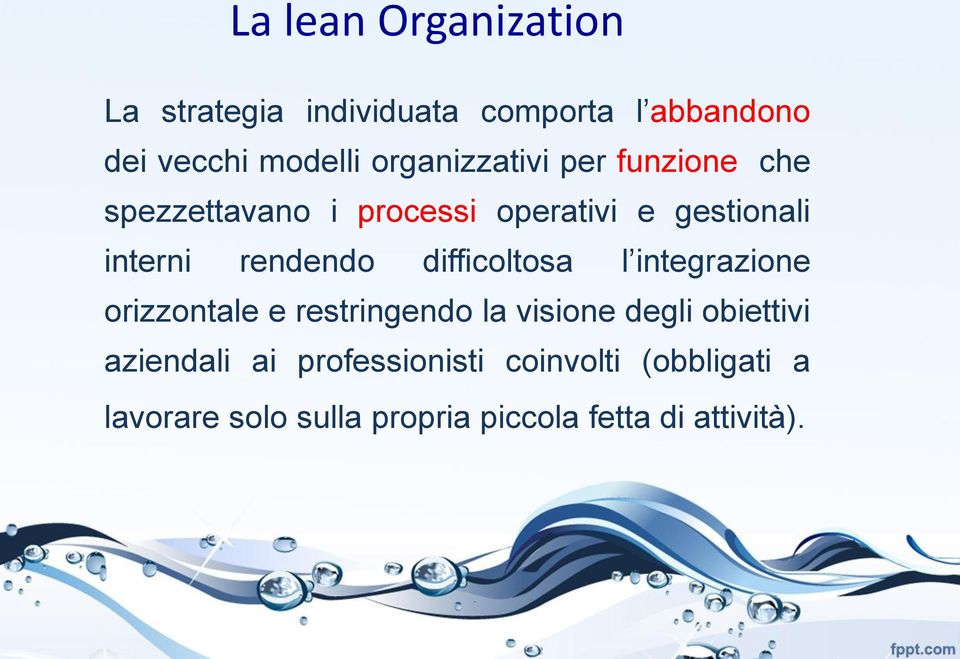 rendendo difficoltosa l integrazione orizzontale e restringendo la visione degli obiettivi