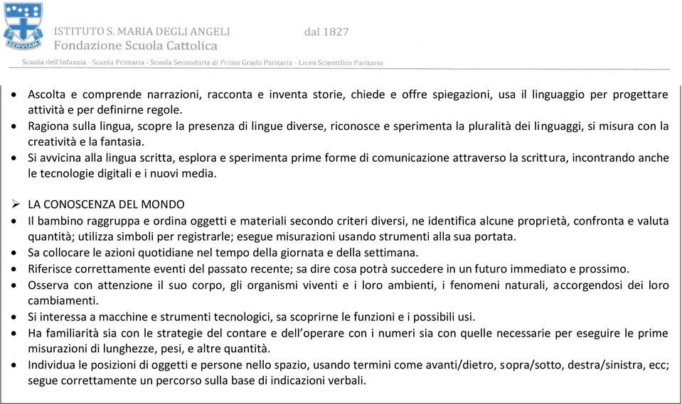 Si avvicina alla lingua scritta, esplora e sperimenta prime forme di comunicazione attraverso la scrittura, incontrando anche le tecnologie digitali e i nuovi media.