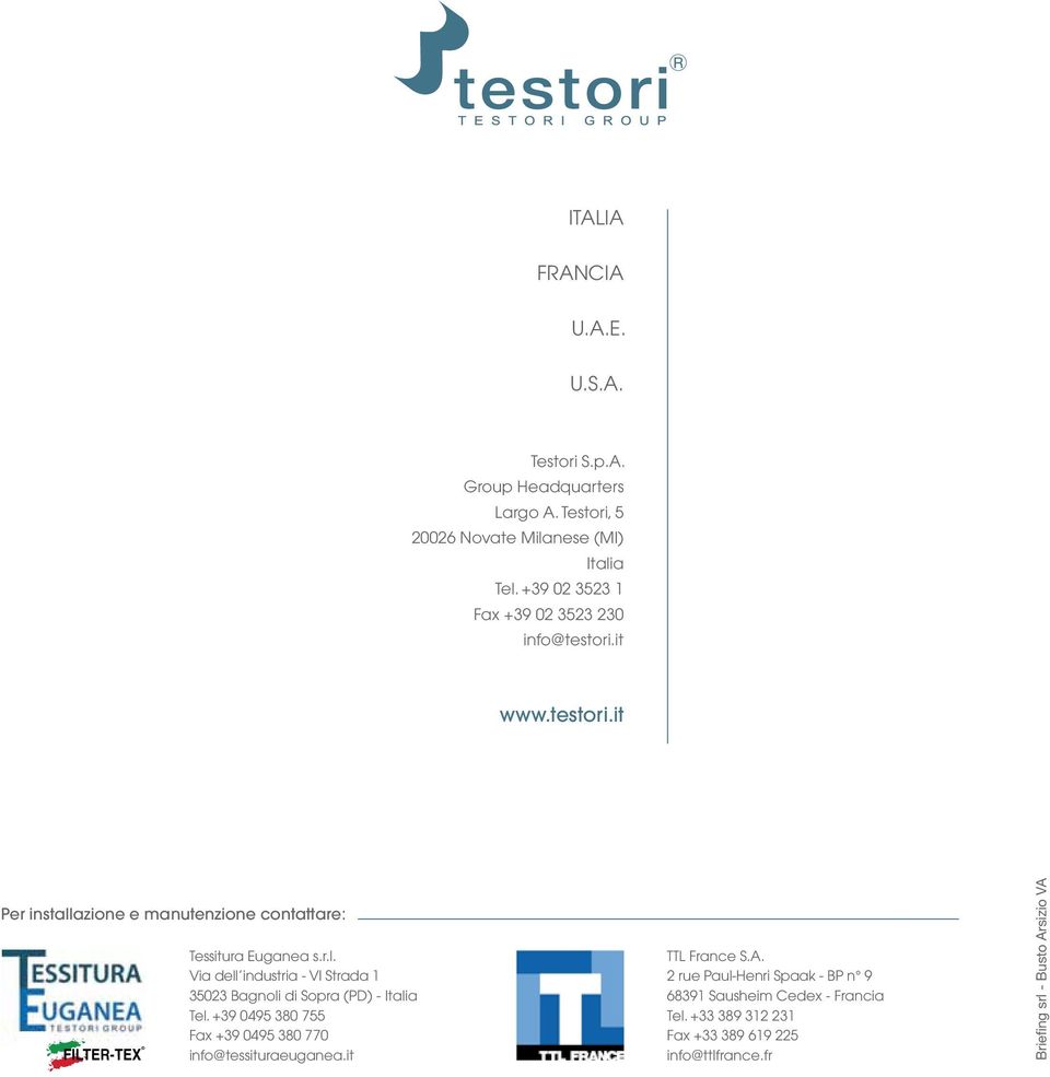 it www.testori.it TESSITURA EUGANEA - FILTER-TEXT - copyright Briefing Per install