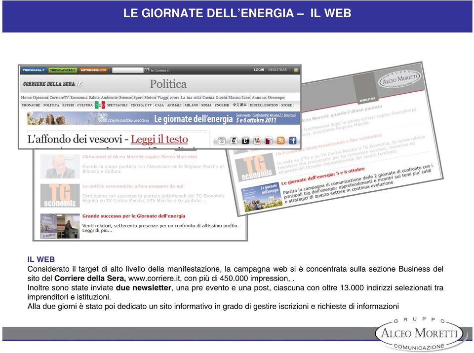 Inoltre sono state inviate due newsletter, una pre evento e una post, ciascuna con oltre 13.