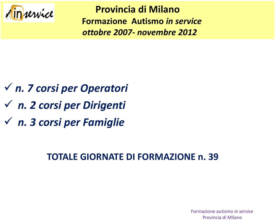 novembre 2012 n. 7 corsi per Operatori n.