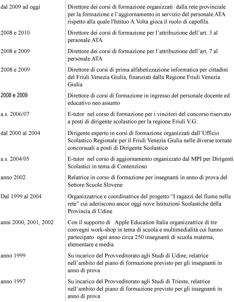 3 al personale ATA 2008 e 2009 Direttore dei corsi di formazione per l attribuzione dell art.