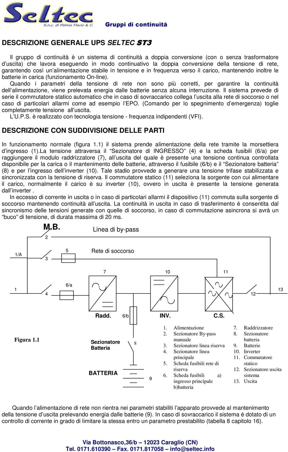 Quando i parametri della tensione di rete non sono più corretti, per garantire la continuità dell alimentazione, viene prelevata energia dalle batterie senza alcuna interruzione.