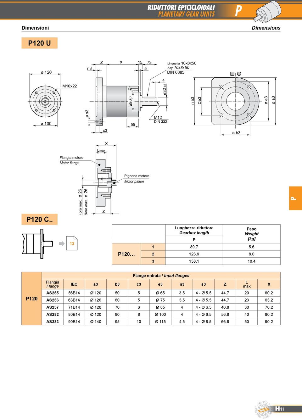 4 120 entrata / Inut flanges IEC b3 s3 AS2 6B14 Ø 120 0 Ø 6 3. 4 - Ø. 44.7 20 60.2 AS26 63B14 Ø 120 60 Ø 7 3. 4 - Ø. 44.7 23 63.