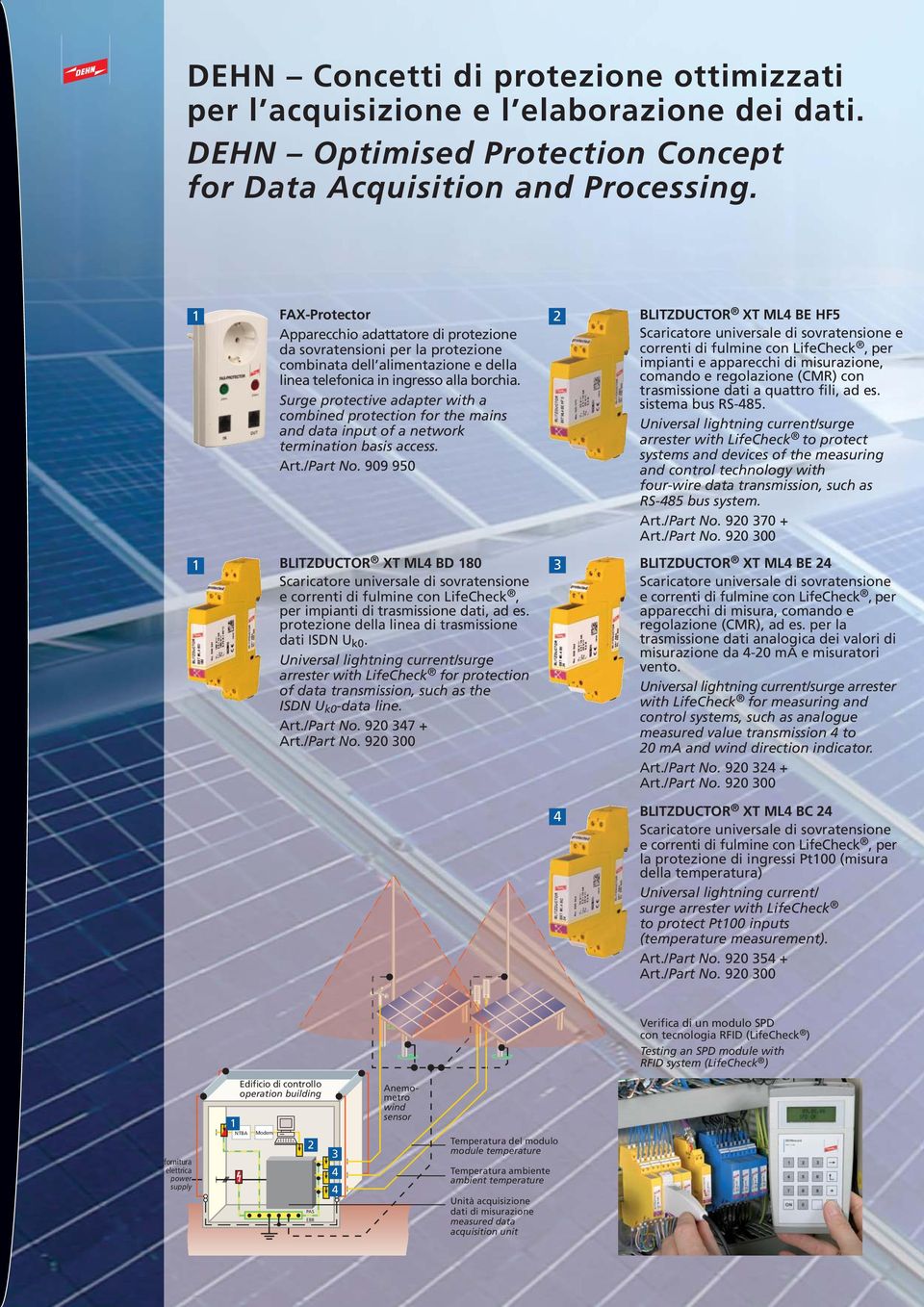 Surge protective adapter with a combined protection for the mains and data input of a network termination basis access. Art./Part No.