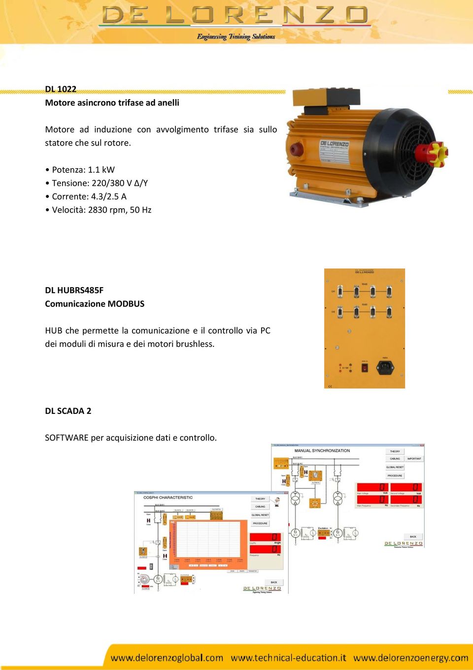 5 A Velocità: 2830 rpm, 50 Hz DL HUBRS485F Comunicazione MODBUS HUB che permette la comunicazione e