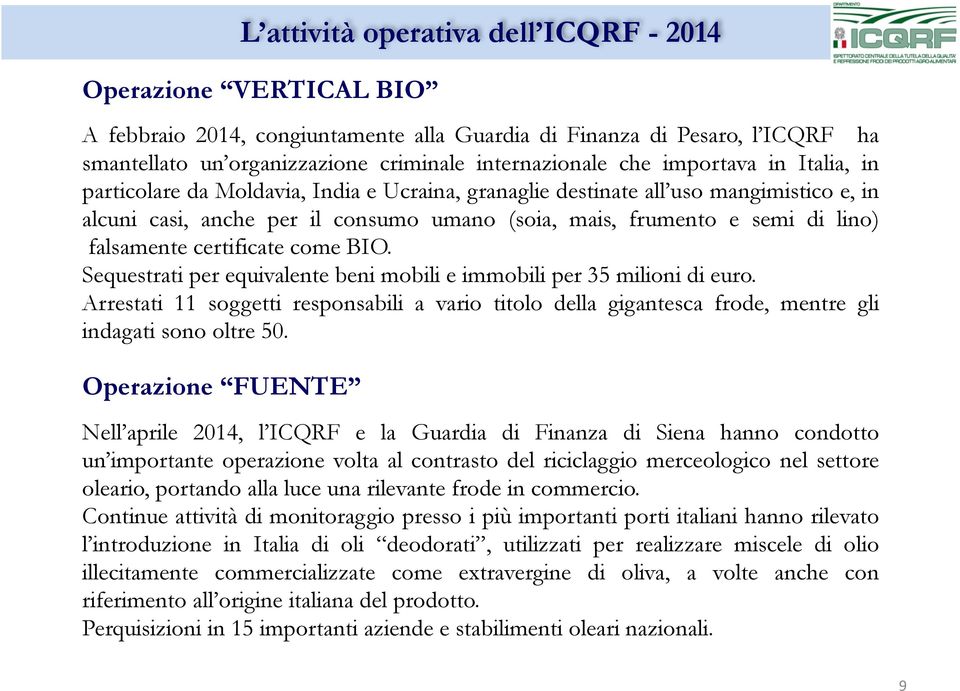 falsamente certificate come BIO. Sequestrati per equivalente beni mobili e immobili per 35 milioni di euro.