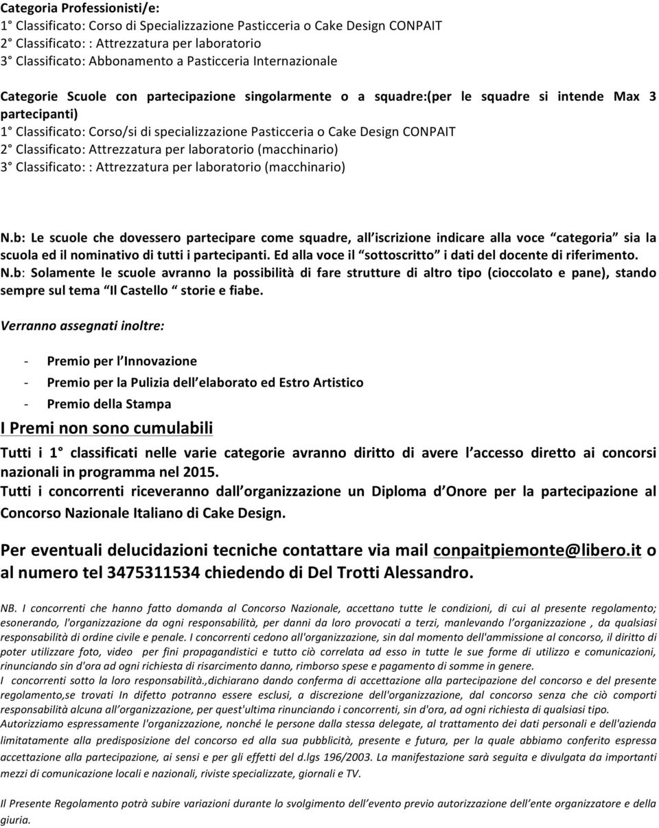 CONPAIT 2 Classificato: Attrezzatura per laboratorio (macchinario) 3 Classificato: : Attrezzatura per laboratorio (macchinario) N.