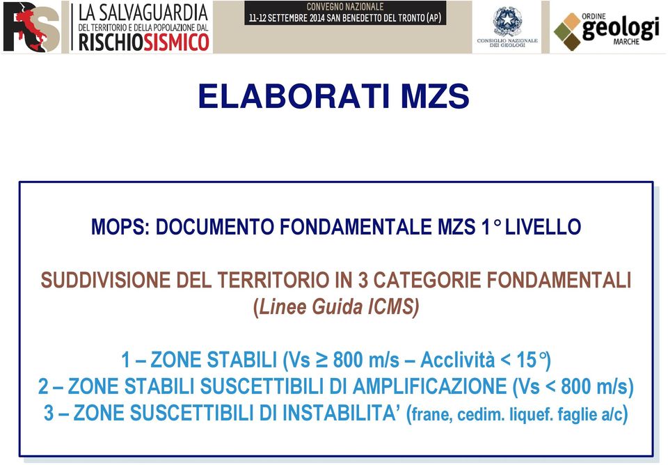 800 m/s Acclività < 15 ) 2 ZONE STABILI SUSCETTIBILI DI DI AMPLIFICAZIONE (Vs <