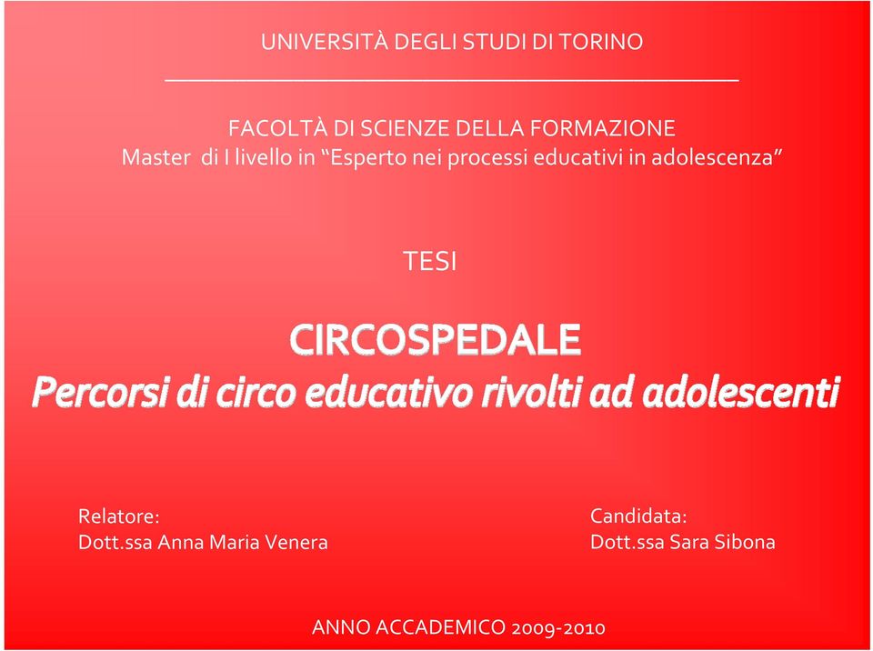 educativi in adolescenza TESI Relatore: Dott.