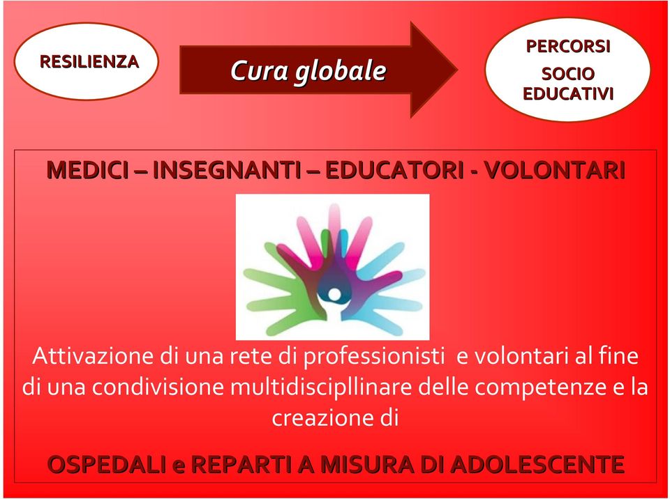 volontari al fine di una condivisione multidiscipllinare delle