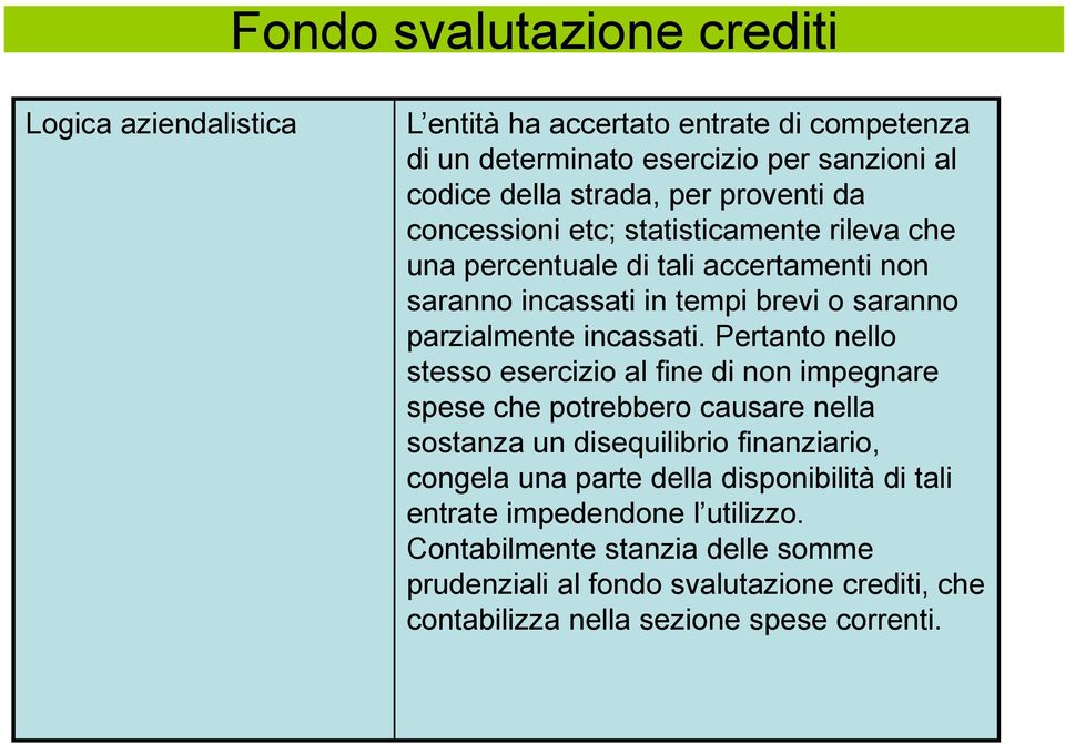 Pertanto nello stesso esercizio al fine di non impegnare spese che potrebbero causare nella sostanza un disequilibrio finanziario, congela una parte della