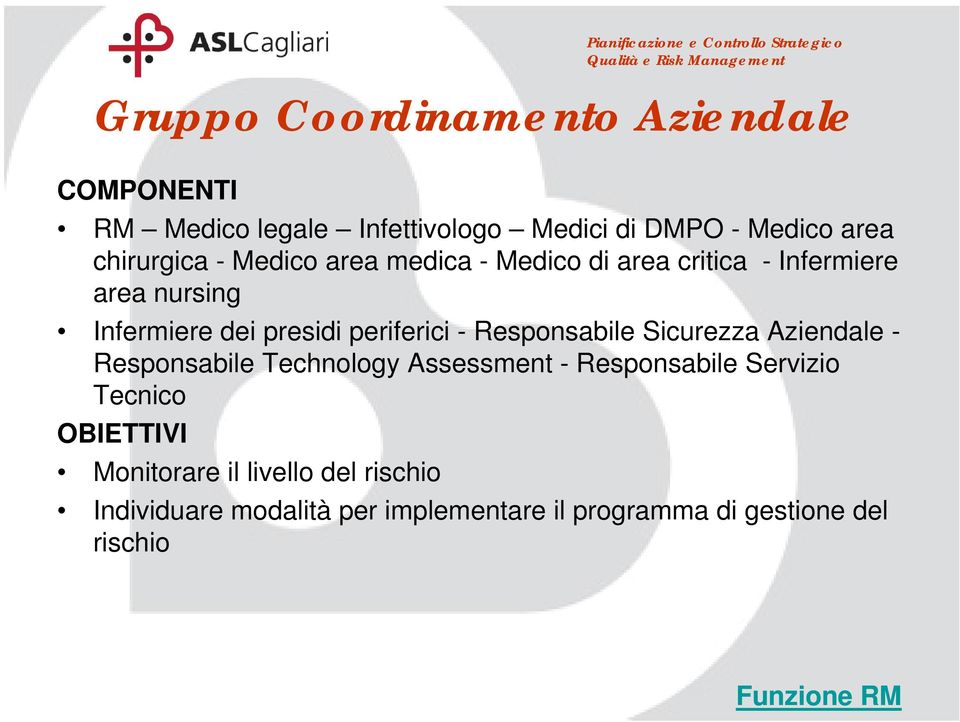 Responsabile Sicurezza Aziendale - Responsabile Technology Assessment - Responsabile Servizio Tecnico OBIETTIVI