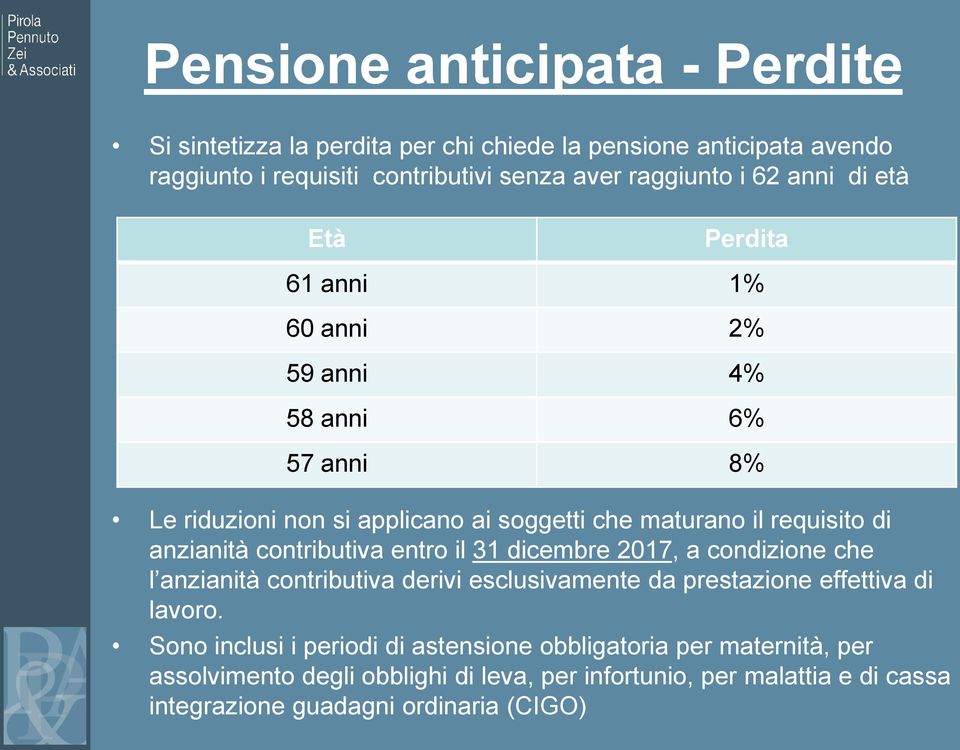 contributiva entro il 31 dicembre 2017, a condizione che l anzianità contributiva derivi esclusivamente da prestazione effettiva di lavoro.