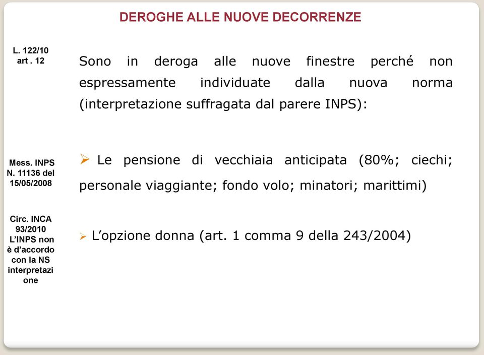 11136 del 15/05/2008 Le pensione di vecchiaia anticipata (80%; ciechi; personale viaggiante; fondo volo;