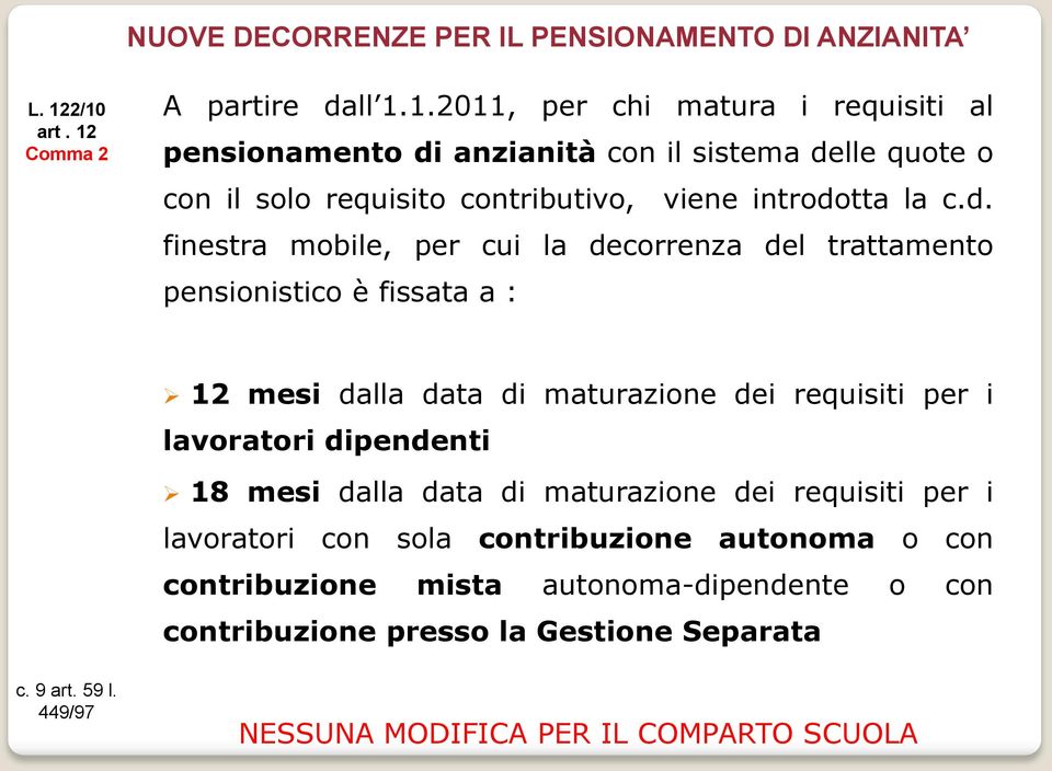 anzianità con il sistema de