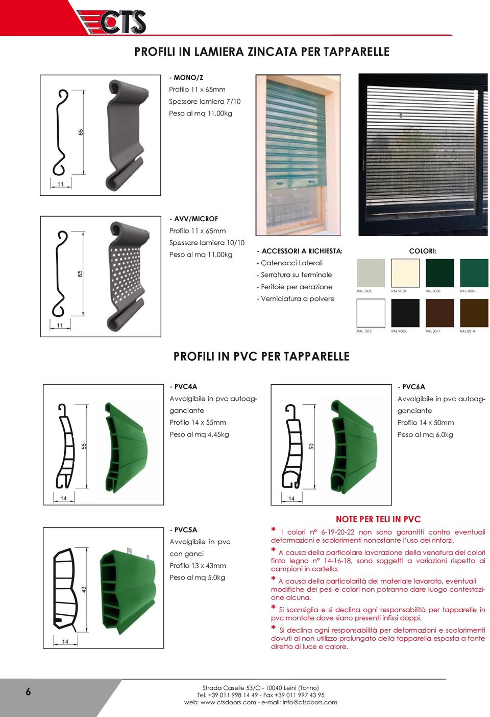 8014 PROFILI IN PVC PER TAPPARELLE - PVC4A Avvolgibile in pvc autoagganciante Profilo 14 x 55mm Peso al mq 4,45kg - PVC6A Avvolgibile in pvc autoagganciante Profilo 14 x 50mm Peso al mq 6,0kg 55 50