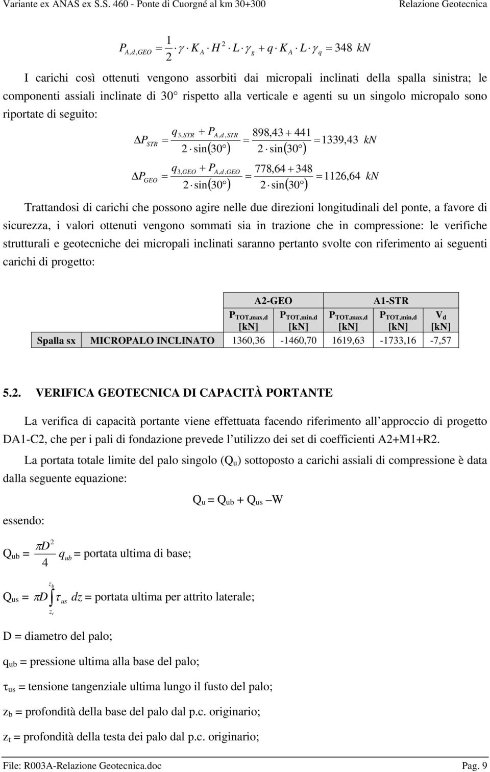 = 1126, 64 2 sin ( 30 ) 2 sin( 30 ) Trattandosi di carichi che possono agire nelle due direzioni longitudinali del ponte, a favore di sicurezza, i valori ottenuti vengono sommati sia in trazione che