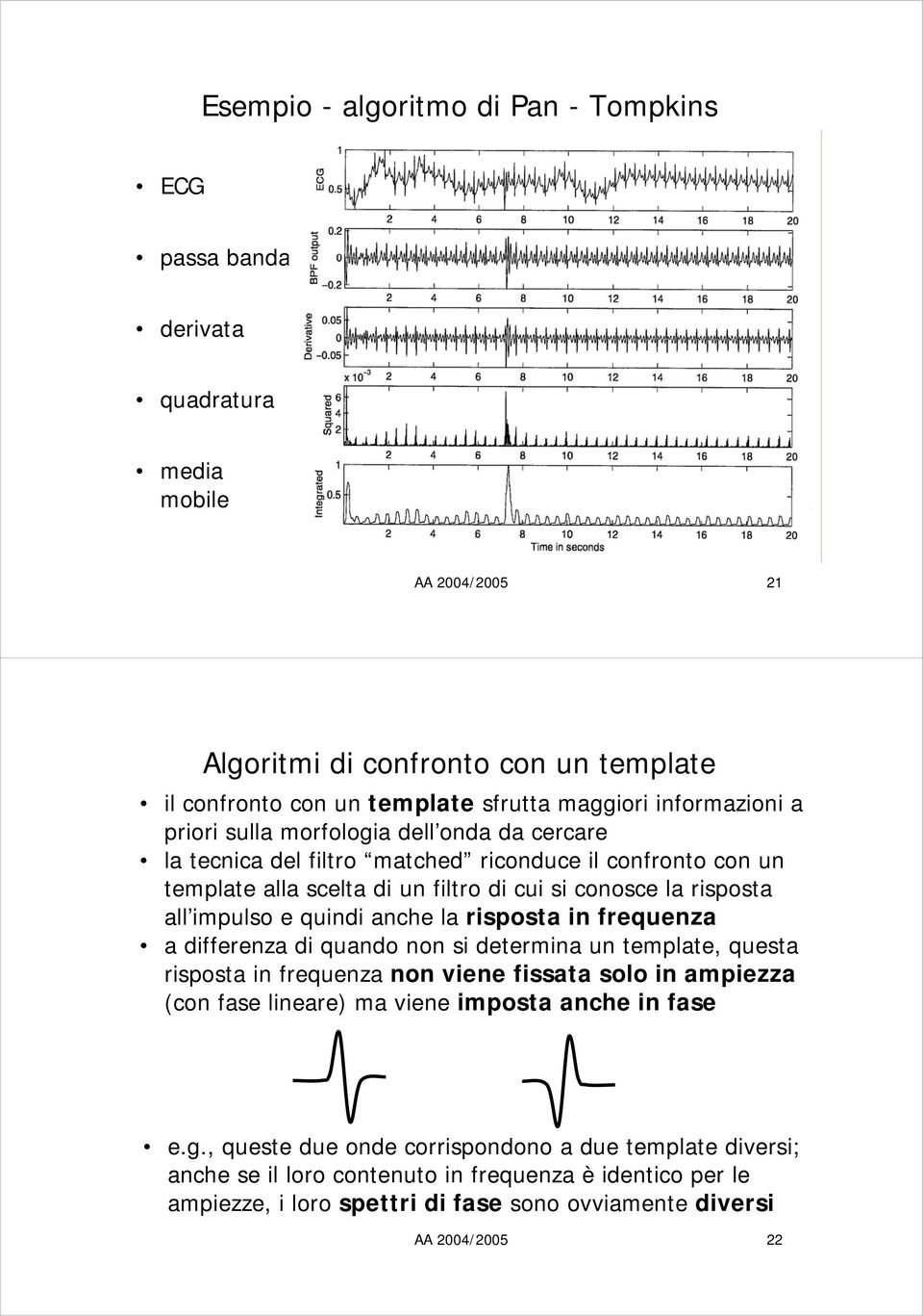 e quindi anche la risposta in frequenza a differenza di quando non si determina un template, questa risposta in frequenza non viene fissata solo in ampiezza (con fase lineare) ma viene imposta