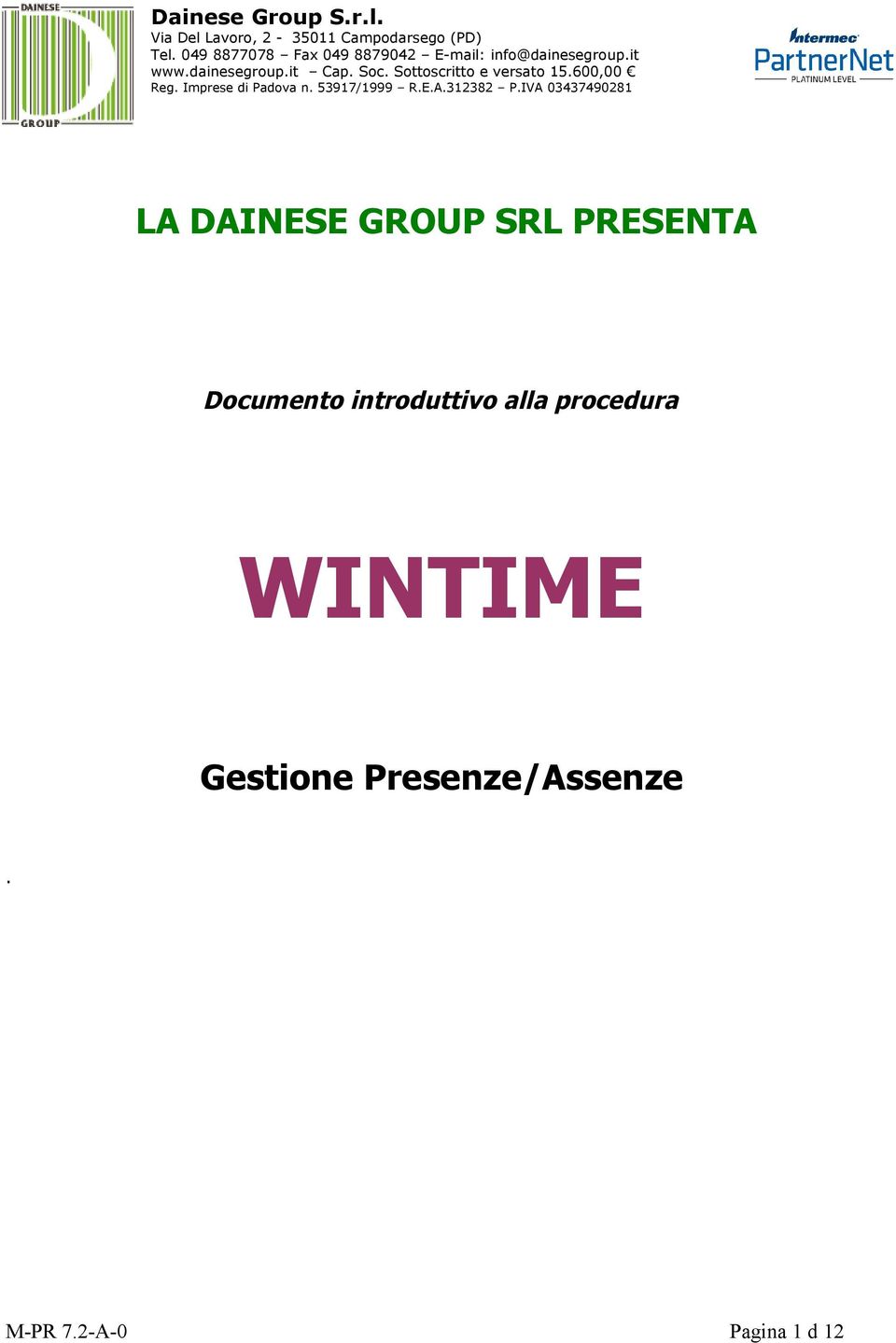 procedura WINTIME Gestione