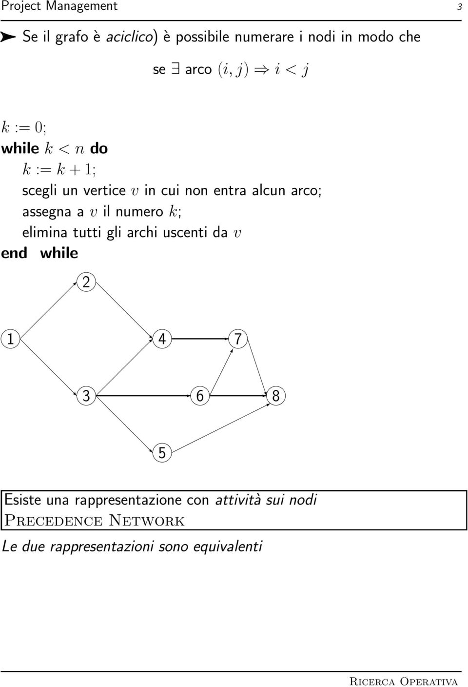 arco; assegna a v il numero k; elimina tutti gli archi uscenti da v end while 4 8 Esiste una